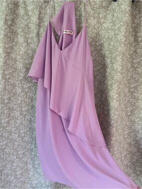 Amanda Uprichard Lilac One-Shoulder Ruffle Dress